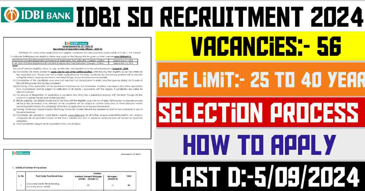 IDBI SO RECRUITMENT 2024